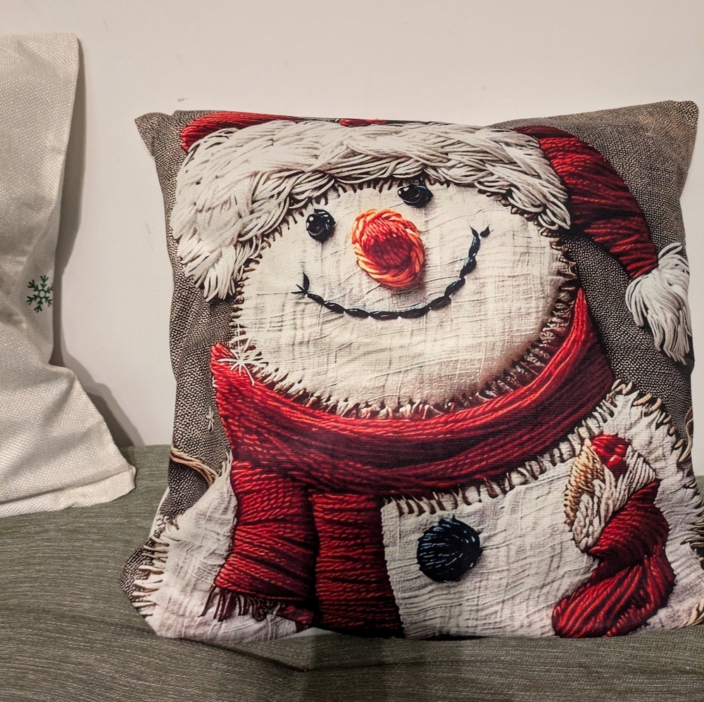 Snowman pillow cover